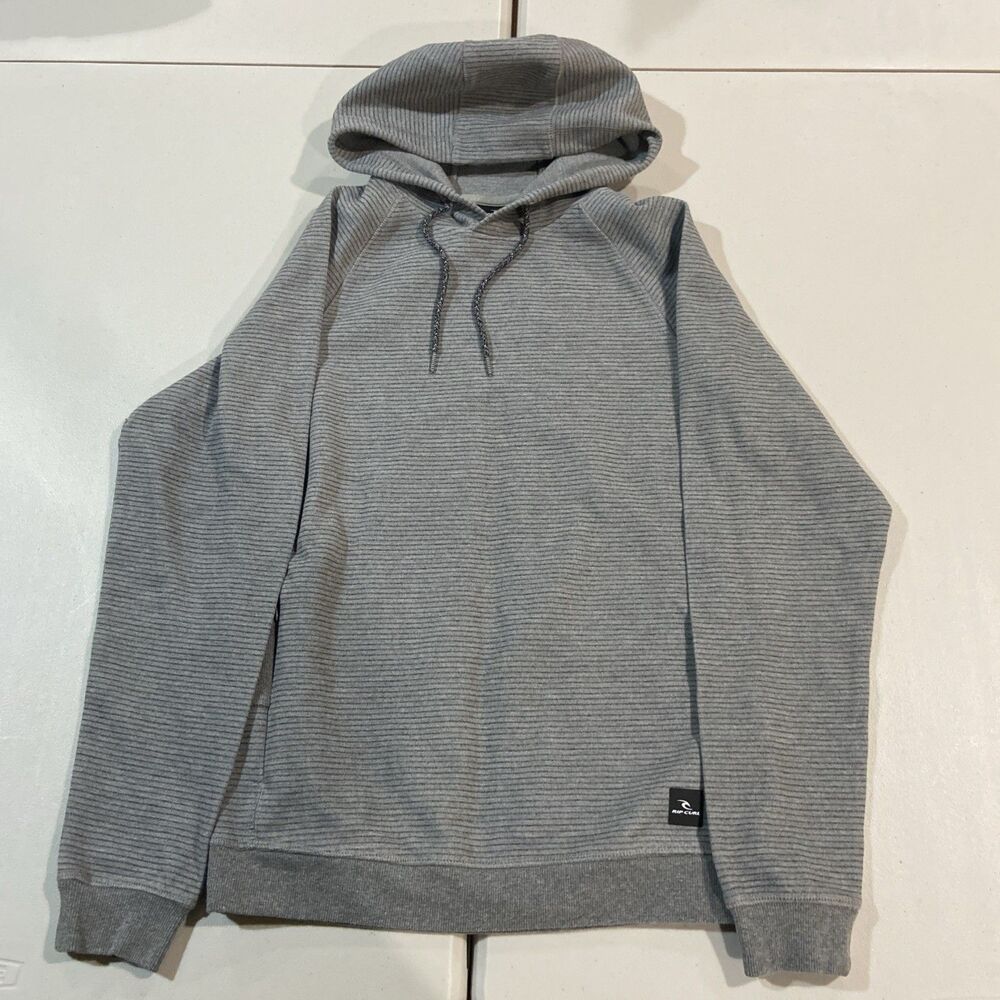 RipCurl Hoodie Gray Men's Size Small Armpit Vent Striped Drawstring